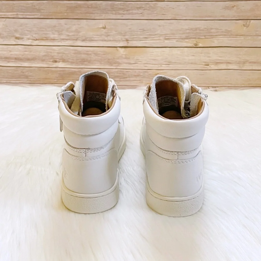 UGG White Leather Olive High Top Sneakers - Picture 5 of 7
